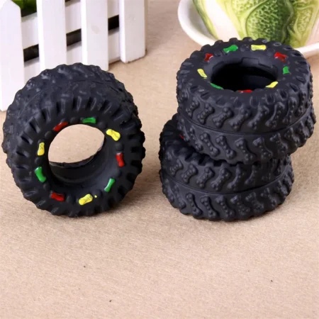 Rubber Tires Shape Pet Cat Dog Toys For Small Dogs Squeaky Kedi Puppy Toy For Dogs Cats Chew Dogs Pets Toys Supplies 1