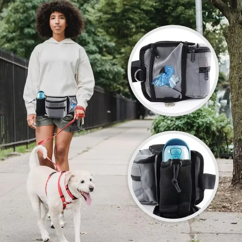 Dog Training Walking Bag Hand Free Treat Pouch Running Waist Bag Pet Puppy Train Snack Feeder Pocket Dog Bowls Water Cup Bags 6