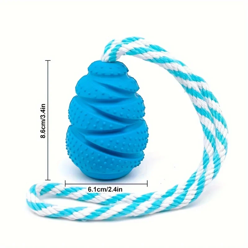 Durable Rubber Grenade-Shaped Dog Chew Toy With Rope - Interactive Treat Dispenser For Medium Breeds, Non-Toxic & Flavorful 2