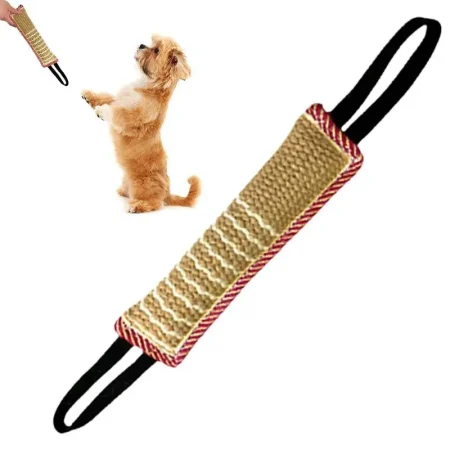 Dog Tug Toy Pet Bite Jute Tug Pillow With 2 Rope Handles Medium Large Dogs Training Toys for Malinois German Shepherd 1