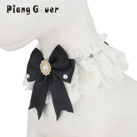 Lace Bow Cat Dog Collar Princess Jewelry Necklace Tie Collar Pet Scarf Bib Married Wedding Accessory 1