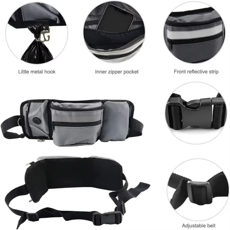 Dog Training Walking Bag Hand Free Treat Pouch Running Waist Bag Pet Puppy Train Snack Feeder Pocket Dog Bowls Water Cup Bags 2