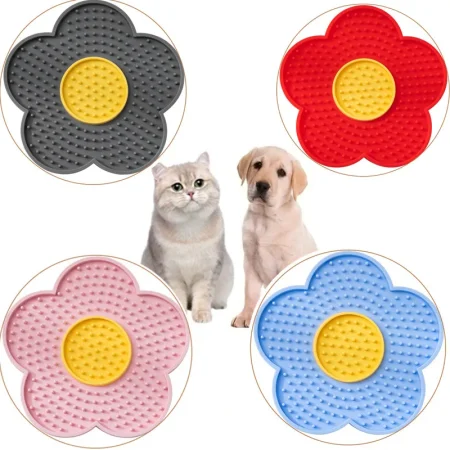 Pet Supplies Cat Licking Pad Sun Flower Shape Silicone Dog Licking Plate Cute Pet slow licking mat 1