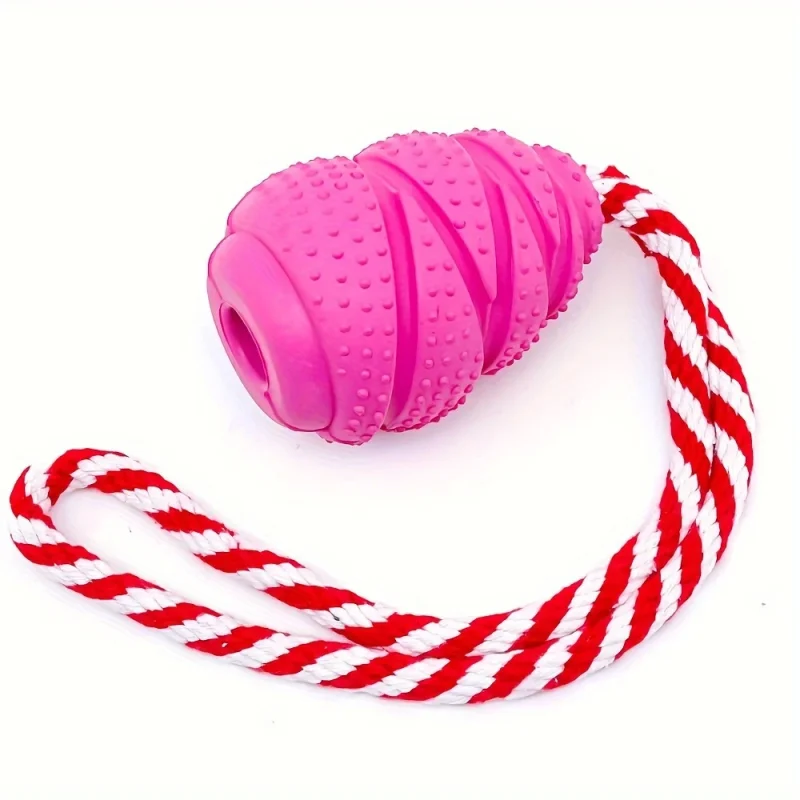 Durable Rubber Grenade-Shaped Dog Chew Toy With Rope - Interactive Treat Dispenser For Medium Breeds, Non-Toxic & Flavorful 6