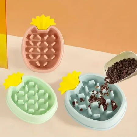 1pc Pineapple Strawberry Shaped Slow Food Dispenser Pet Bowl Anti Suffocation Dog Food Water Basin Pet Slow Food Plate 1