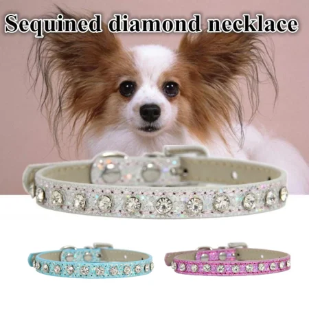 Cute Bling Rhinestone Dog Collar Crystal Diamond Cat Collar Kitten Puppy Collars for Small Medium Pets 1