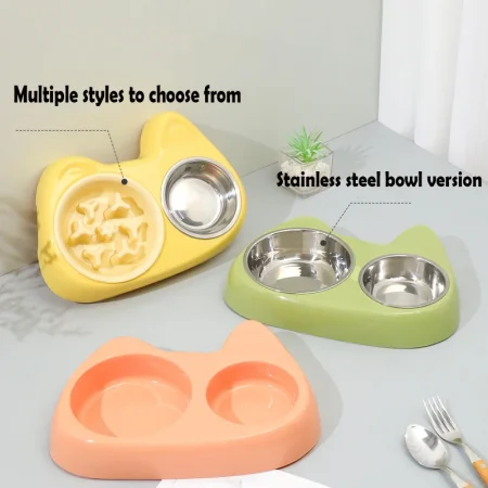 Stainless Steel Pet Drinking Dish Feeder Double Pet Bowls Dog Food Water Feeder Cat Puppy Feeding Supplies