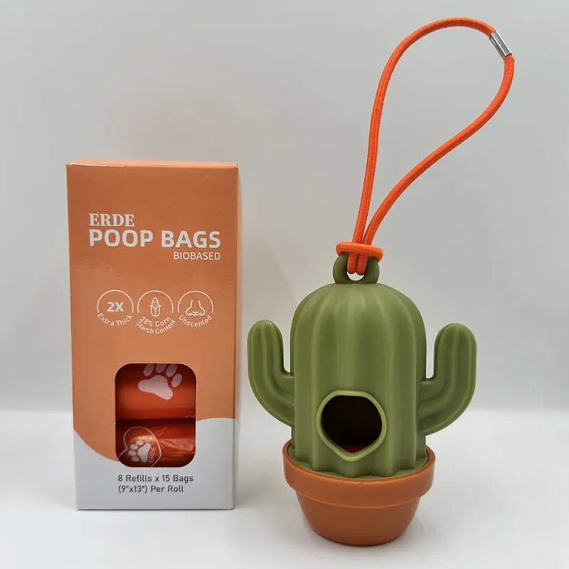 Pet Garbage Pickup Bags Dispenser Dog Accessories Outdoor Portable Cactus Pet Toilet Bag Cute Cactus Type For Pet Waste Bags 6