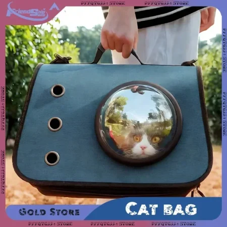 Portable Pet Travel Bag Transparent Foldable Breathable Cat Backpack Zipper Tote Bag Handheld Tote Carrying Pet Travel Essential