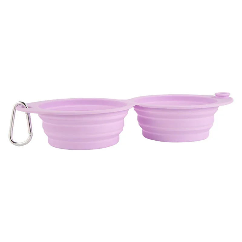 Thickened Folding Silicone Pet Bowls Outdoor Pet Double Bowls Tableware Wholesale Pet Supplies Portable Dog Bowls 5