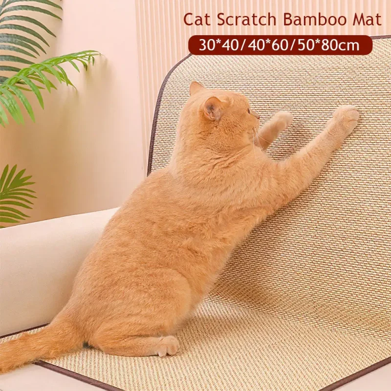 Strong Bamboo Cat Scratch Mat Wall Sofa Protection Cat Scratch Board Pad Cat Paws Sharpen Mats Massage Self Wear-resistant Mat 3