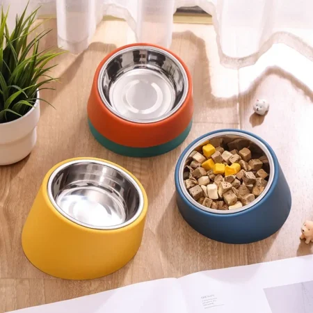 Anti Rollover Dog Feeder New Anti Overturning Large Capacity Neck Protection Bowl Durable Stainless Steel Cat Bowl 1