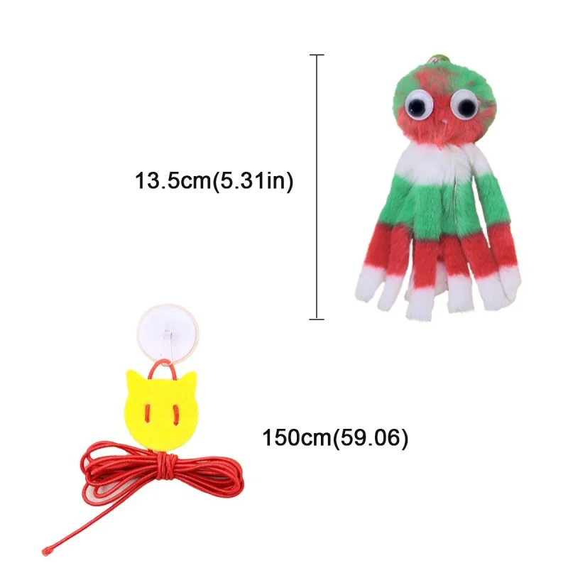 Adjustable Sound Octopus Cat Toy Mint Plush with 1.5ft Elastic Rope Interactive Pet Supplies for Cats 5