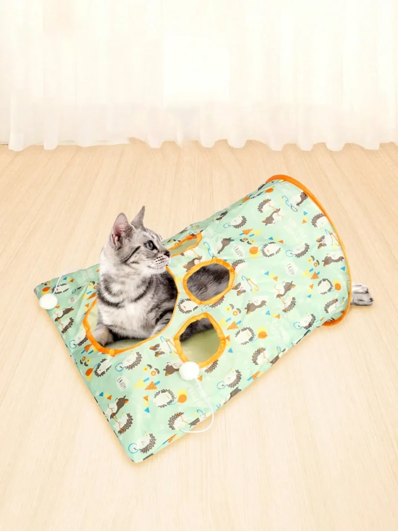 1PC Foldable Cat Tunnel With Noisy Paper, Rolling Ground Dragon, Zhiyi Cat Toy, Cat Diamond Bag Interactive Cat Tunnel Toy 4