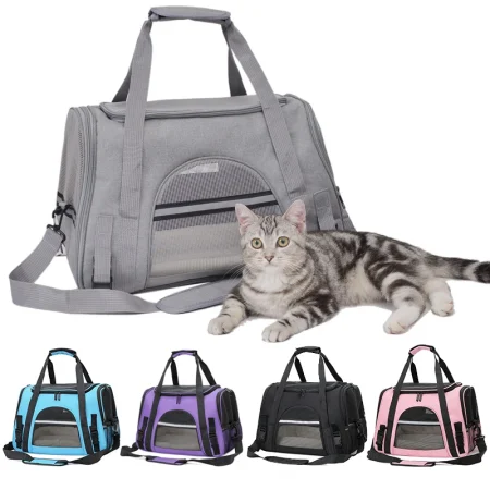 Cat Bags Soft-Sided Portable Dog Carrier Mesh Breathable Carrier Bags Foldable Cats Handbag Travel Pet Bag Transport Bag