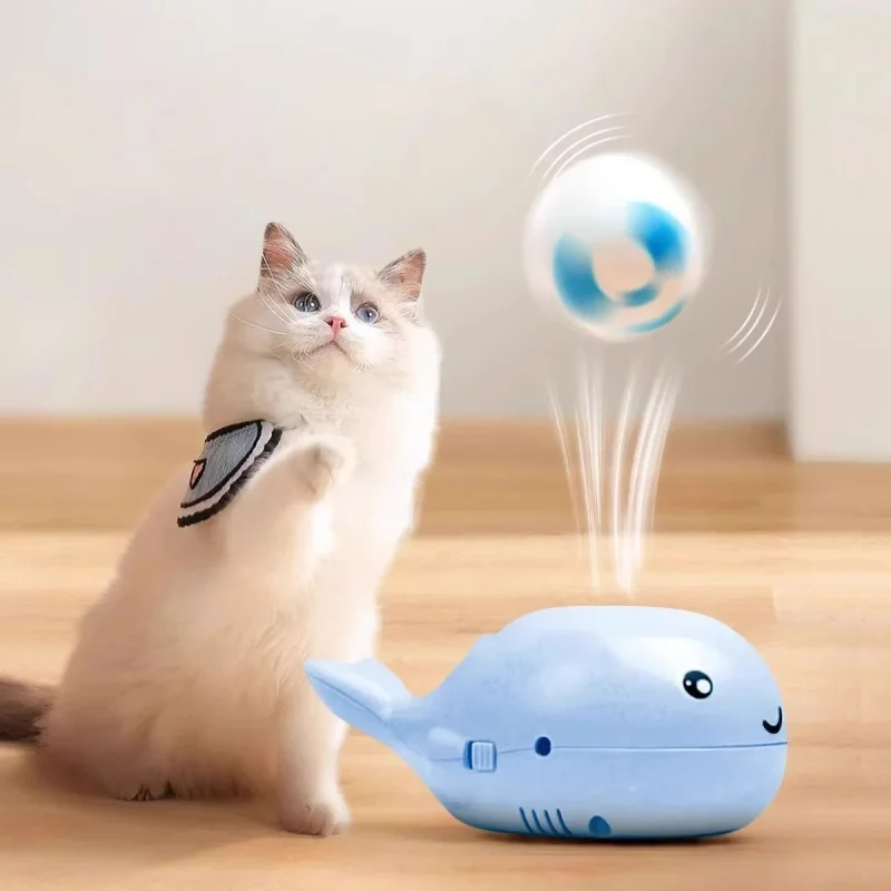 Electric Floating Ball Cat Toy - Whale - shaped, USB - powered, Dual - function Fan, Portable & 3C Certified Pet Toy