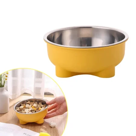 A Stainless Steel Pet Dog Bowl Anti Slip Four-Legged Solid Color Dog Bowl and Cat Bowl Easy To Clean for Indoor and Outdoor Use 1