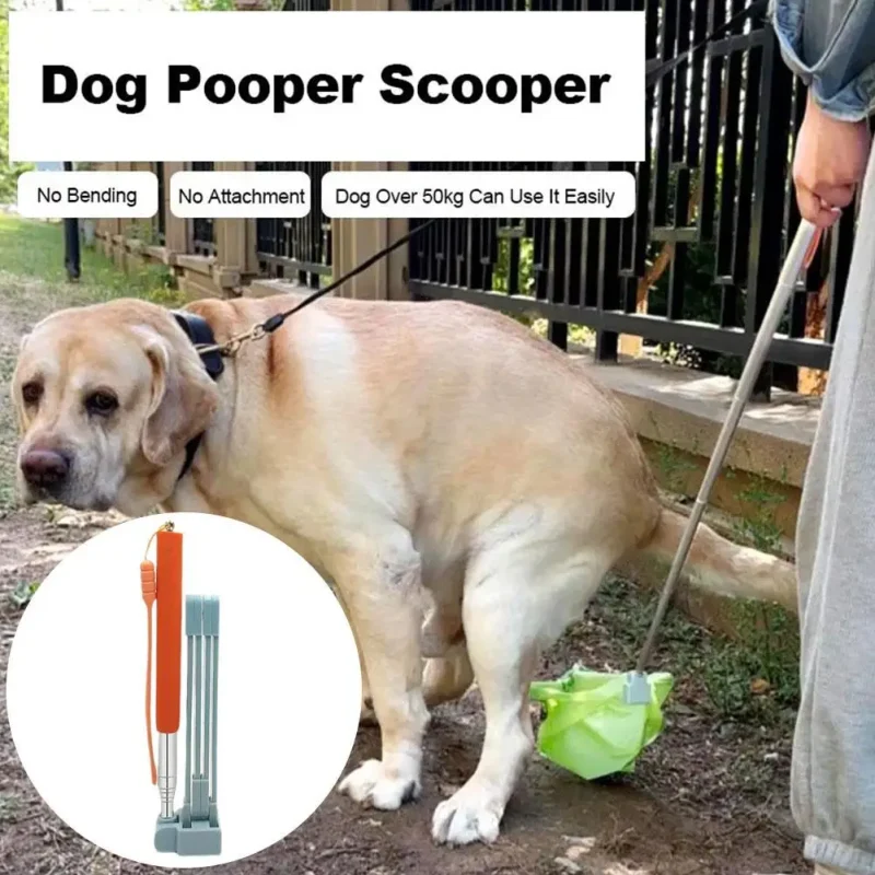 28.7-inch Long Handle Stainless Steel Dog Cat Pet Poop Scoop Garbage Grabber Dirt Picker Environmentally Friendly Clean Pet