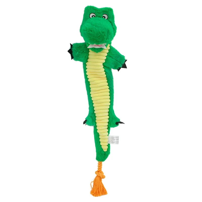 Plush Rope Knot Sound Squeak Dog Toy Cartoon Crocodile Snake Lizard Chew Pet Toy 4