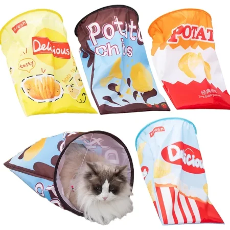 Pet Cat Play Tunnel Toys Collapsible Interactive Cat Drill Bag Indoor Cat Interactive Toys with Crumpled Paper Tunnel Bag 1