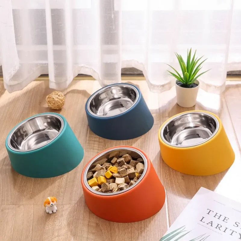 Anti Rollover Dog Feeder New Anti Overturning Large Capacity Neck Protection Bowl Durable Stainless Steel Cat Bowl 2