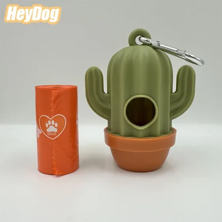 Pet Garbage Pickup Bags Dispenser Dog Accessories Outdoor Portable Cactus Pet Toilet Bag Cute Cactus Type For Pet Waste Bags