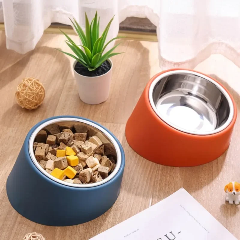 Anti Rollover Dog Feeder New Anti Overturning Large Capacity Neck Protection Bowl Durable Stainless Steel Cat Bowl 3