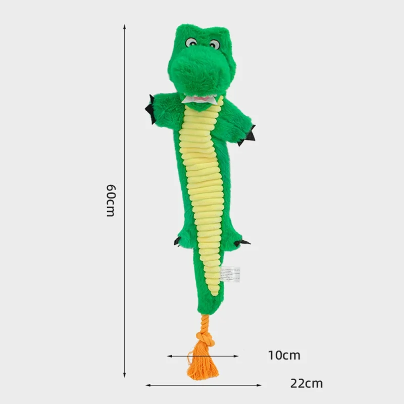 Plush Rope Knot Sound Squeak Dog Toy Cartoon Crocodile Snake Lizard Chew Pet Toy 2