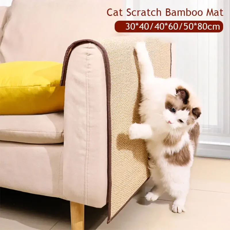 Strong Bamboo Cat Scratch Mat Wall Sofa Protection Cat Scratch Board Pad Cat Paws Sharpen Mats Massage Self Wear-resistant Mat 2