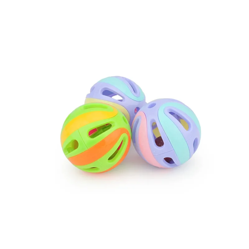 6pcs Random Bell Plastic Ball Cat Toy Colorful Splicing 4.8cm Pet Toy Accessory 4