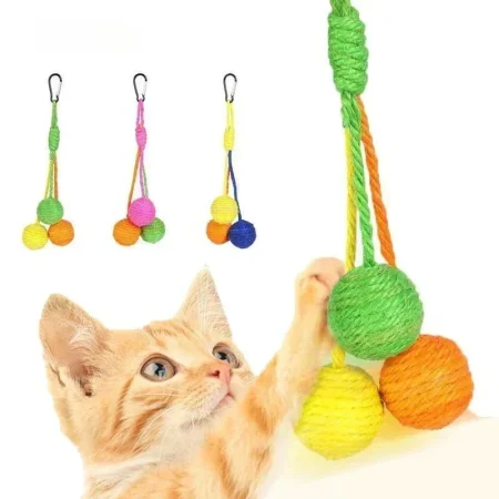 Pet Toy Cat Scratch Toy Cat Hanging Sisal Ball Built-in Bell Interactive Toy Pet Supplies cat toys pet products