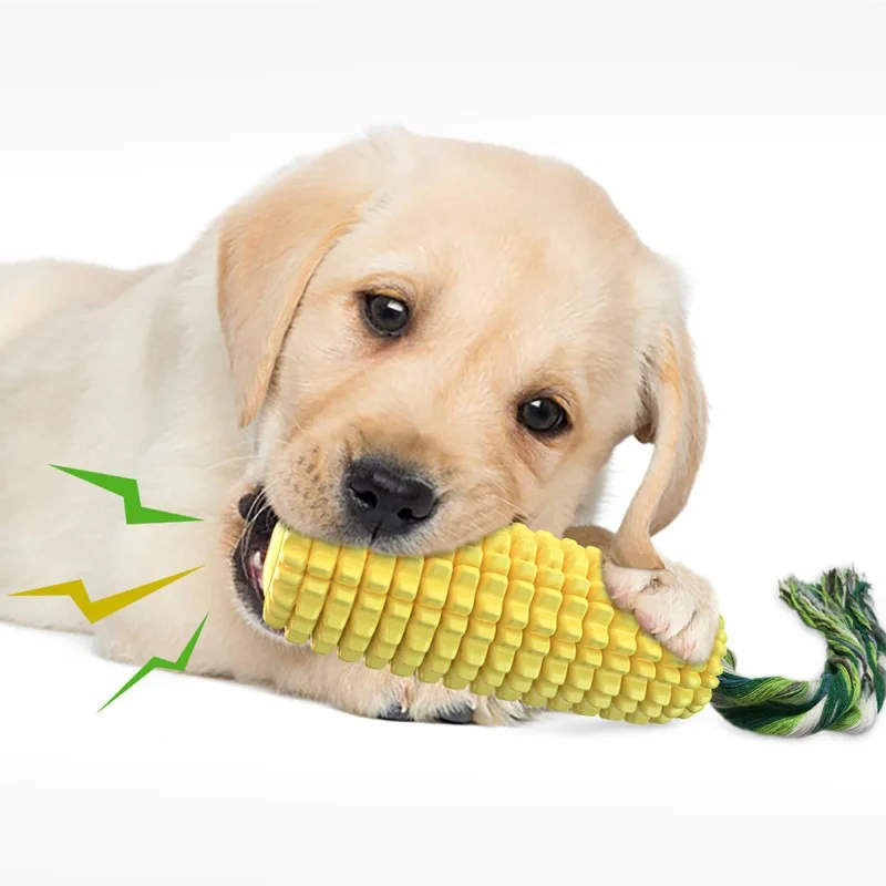 Corn Teething Stick for Dogs - Durable TPR Material, Dental Cleaning, Floating Water Toy, Anxiety Relief