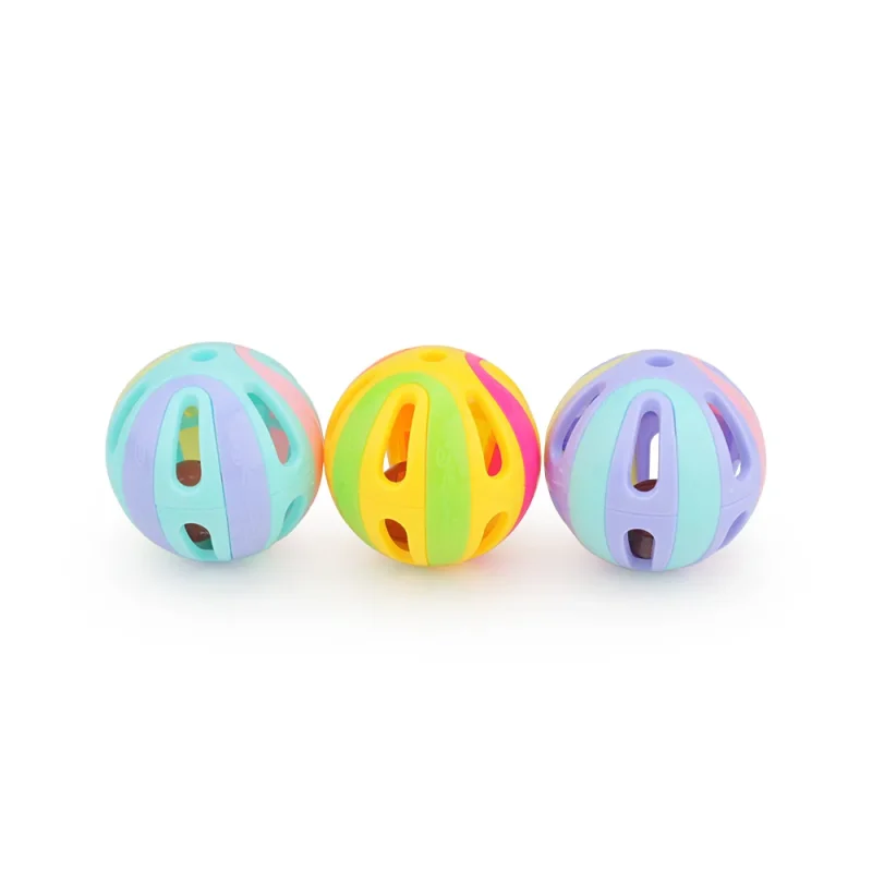 6pcs Random Bell Plastic Ball Cat Toy Colorful Splicing 4.8cm Pet Toy Accessory 3