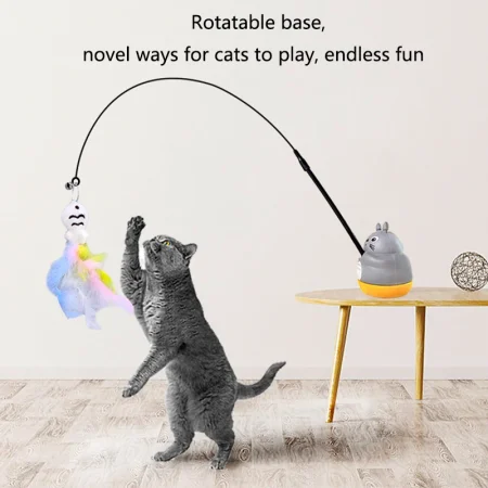 New cat funny cat stick steel wire long pole feather cute cat toy kitten fishing rotating self-pleasure relief pet toy