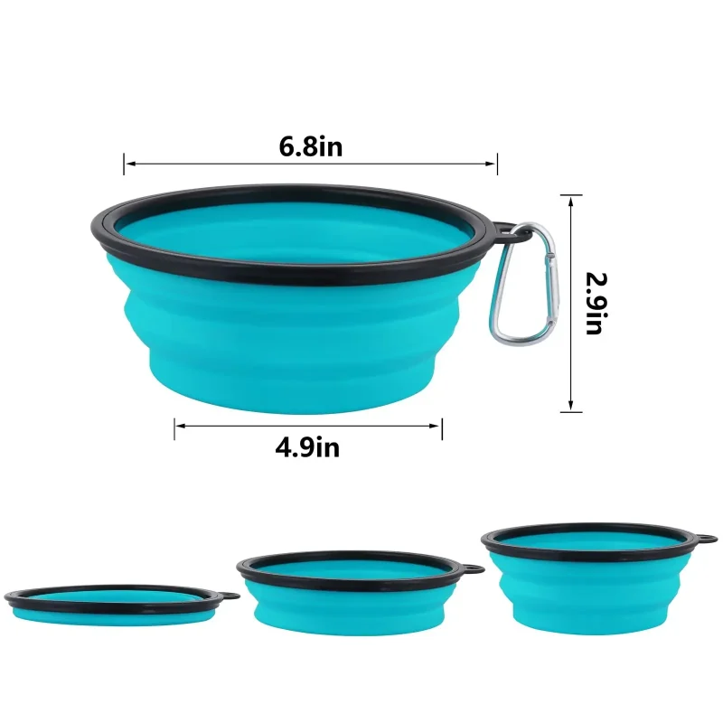 Foldable Silicone Dog Food Water Basin with Bowl Lips for Pets Outdoor Travel,Portable with Hooks for Pet Supplies, Feeding Bowl 3